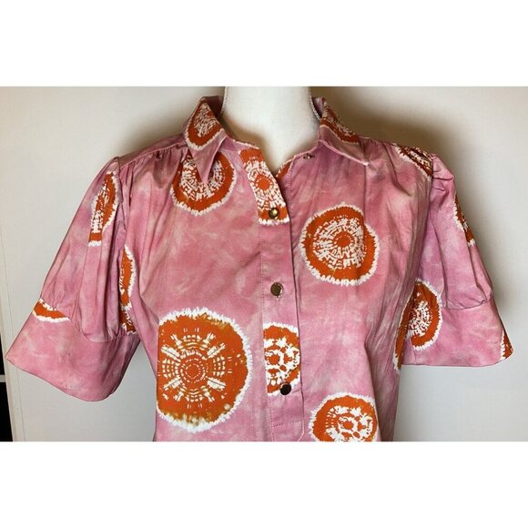 Never A Wallflower Everything Dress Ruffle Pink Orange Medium M - Picture 4 of 6